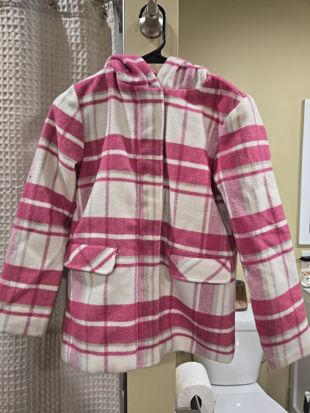 Girls' Pink C&C California Plaid Hooded Coat